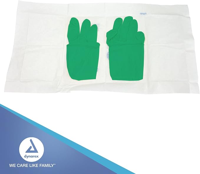 Dynarex Sterile Nitrile Surgical Gloves, Powder Free, Size 6.5, 50 Pairs of Gloves, White, 6.5