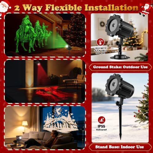 12-in-1 3D Nativity Christmas Projector Lights Outdoor Decor