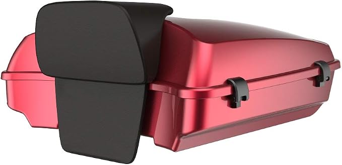 Advanblack Road Glide Tour Trunk Pack Velocity Red Sunglo Razor Tour Trunk Pack Backrest Pad for '97-'25 Harley Touring Road King Street Glide Electra Glide CVO models