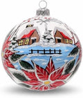 Polish Hand Blown Glass Christmas Ornaments Ball, Wintry Merry Xmas 5 in
