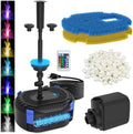 AquaMiracle Pond Filter with Fountain Kits & Remote Control LED Lights