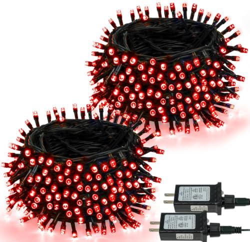 2 Pack 200 LED Christmas Lights 13 Modes Extendable Christmas Tree Lights