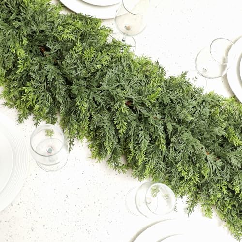 Waydress 2 Pcs 6 ft Christmas Artificial Cedar Garland Realistic