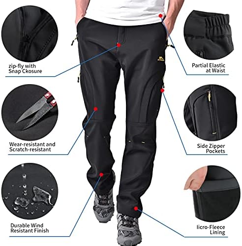 Men's hiking Snow Pants Skiing Winter Insulated Fleece lined Outdoor Water Repellent camping,walking,fishing