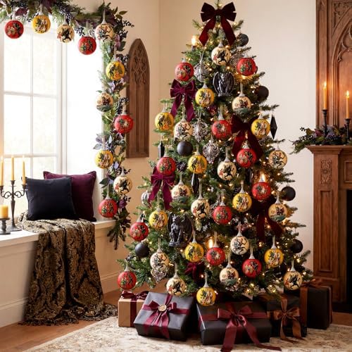 Outus 16 Pcs Vintage Krampus Christmas Ornaments for Tree Vintage Krampus Folklore Decorations Xmas Scary Ball Horror Gothic Dark Christmas Tree Hanging Signs for Home Fireplace Holiday Party Decor