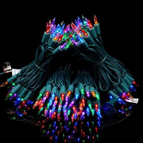 YULETIME 200 Multicolor LED Christmas Lights, 66 ft Green Wire String Light