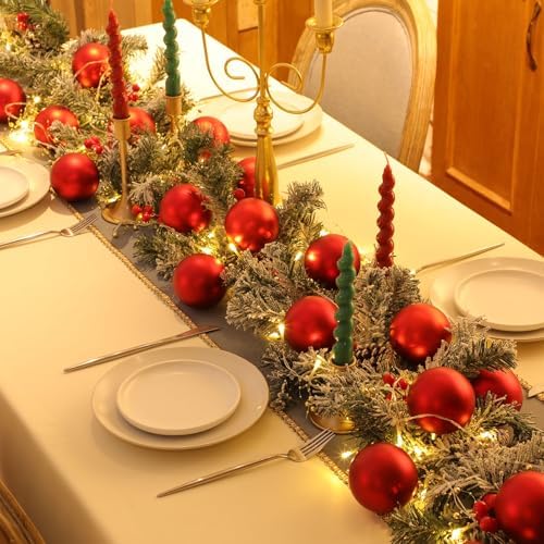 Wettarn 50 Pcs 2.36 Inch Christmas Ball Ornaments with Lid Rope, Red