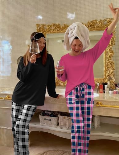 Ekouaer 2 Pack Womens Pajama Sets Long Sleeve Long Pants Pjs Loungewear
