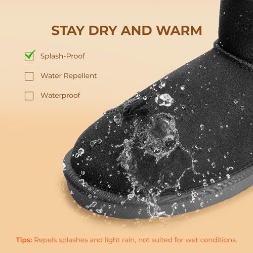 DREAM PAIRS Women's Genuine Suede Winter Mini Snow Boots