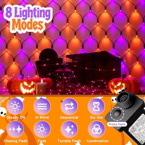 LitHome 21FT x 5FT Halloween Net Lights Outdoor Connectable, 360 LED