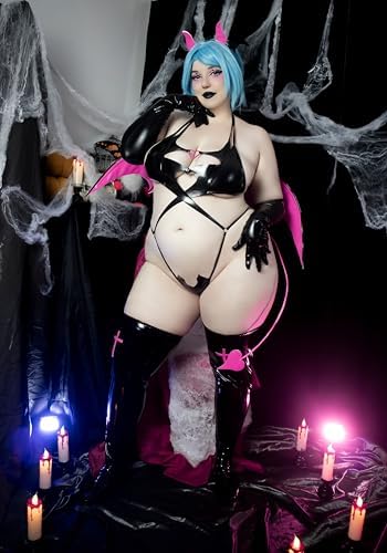 KORURACLUB Succubus Costume PU Devil Cosplay Lingerie Set