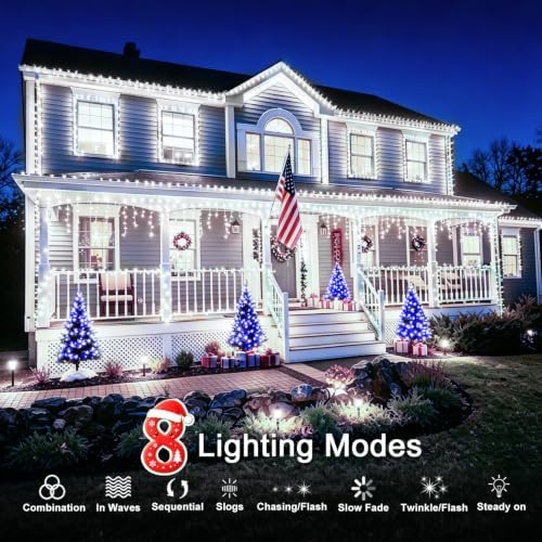 KNONEW 600ft 1500 LED Christmas String Lights Outdoor Green Wire 8 Modes & Timer Fairy Light Plug in Waterproof Patio Lights for Xmas Yard Tree Wedding Party Holiday Decorations (Cool White)