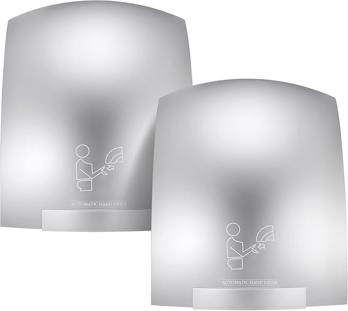 Rossesay 2 Pcs Electric Hand Dryer Commercial Compact Air Wiper Automatic Hand Air Dryer for Dry Machine Wall Business Home Household Restroom Office Mall, 110v,1200W (Silver)