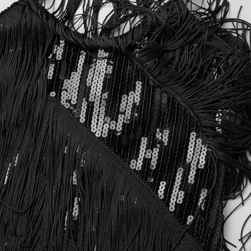 IDOPIP Kids Girls 1920s Flapper Dress Tassels Sequins Fringe Latin Dance Dress Gatsby Halloween Party Ballroom Dance Costumes