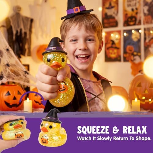 JOYIN 8 PCS Halloween Glitter Squishy Toys, Slow Rising Squishy Toys, Anxiety Relief Stress Balls, Sensory Toy for Kids Teens, Party Favors, Trick or Treating, Classroom Prize