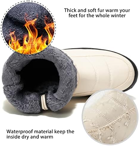 Alicegana Womens Winter Snow Boots for Women Waterproof Warm Fur Lining Mid Calf Boots with Zipper Comfortable Outdoor Shoes