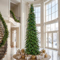 Glitzhome Prelit Artificial Christmas Tree, 15ft Slim Chicago Evergreen Spruce Tree with 1,500 Warm White & Multi-Color LED Lights, 5883 Branch Tips, 9 Lighting Modes w/Remote Control, Easy Setup