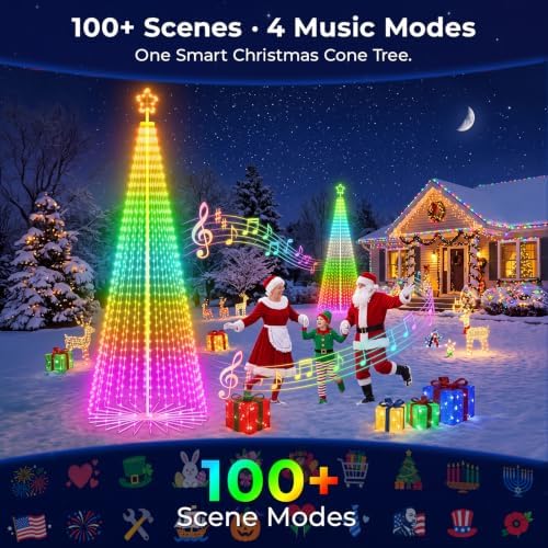 Avatar Controls 12FT LED Outdoor Christmas Tree, Smart RGB Cone Tree Lights