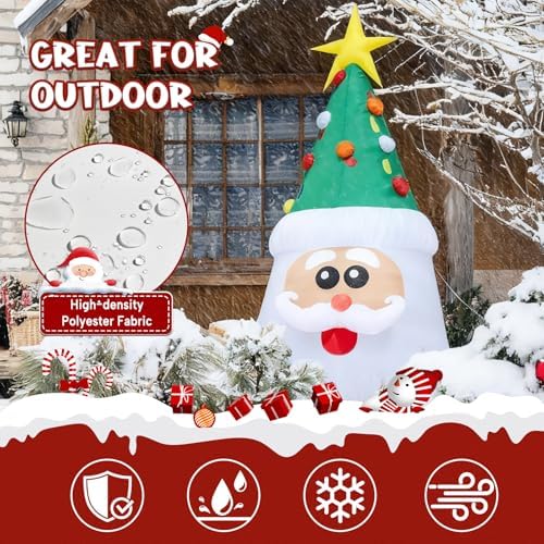 13FT Inflatable Santa Christmas Tree with Bright LED Lights for Yard