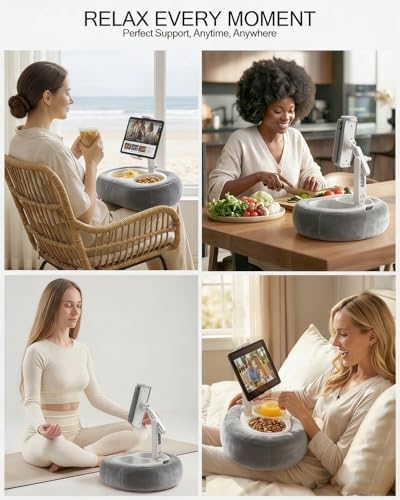 Miledi Tablet Pillow Stand for Bed with 360° Rotating Holder, Gray