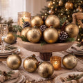 Yunlly 12 Pcs Neutral Christmas Ornament, Bronze Gold, 3.15''