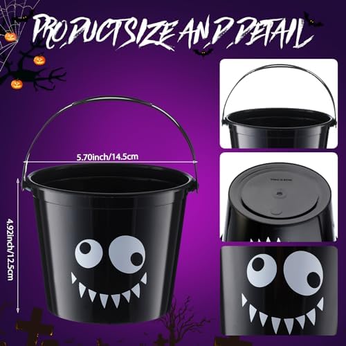 Jenaai 24 Pcs Halloween Pumpkin Buckets Bulk Small Plastic Candy Buckets