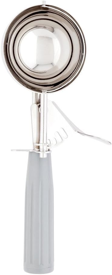 Restaurantware 4 Ounce Portion Scoop, 1 Trigger Release Stainless Steel Cookie Scoop - With Gray Handle, Stainless Steel Disher, For Portion Control, Cookie Dough, Cupcake Batter, Or Ice Cream
