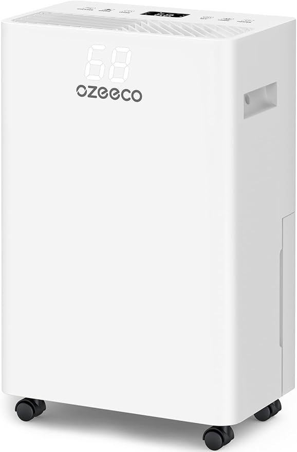34 Pint Dehumidifier for Basement up to 2500 Sq.Ft, ozeeco Home Dehumidifier with Drain Hose, Ionizer, Humidity Control, Ultra Quiet, Child Lock, 24H Timer for Bedroom, Bathroom, RV