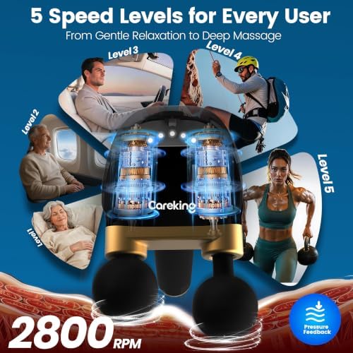 3-in-1 Massage Gun with Detachable Long Handle, Dual-Head Back Massager