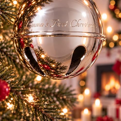 Personalized 2026 Silver Sleigh Bell Christmas Ornament