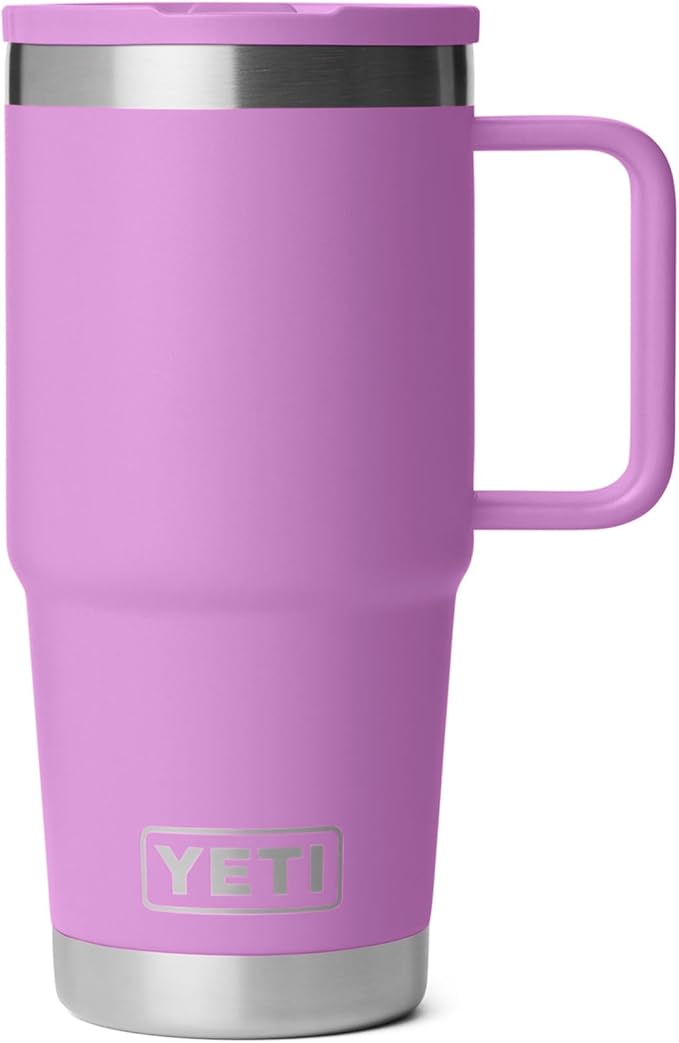 YETI Rambler 20 oz Travel Mug with Flip Straw Lid – Stainless Steel, Vacuum Insulated, Leakproof, Cup Holder Friendly, Desert Bloom