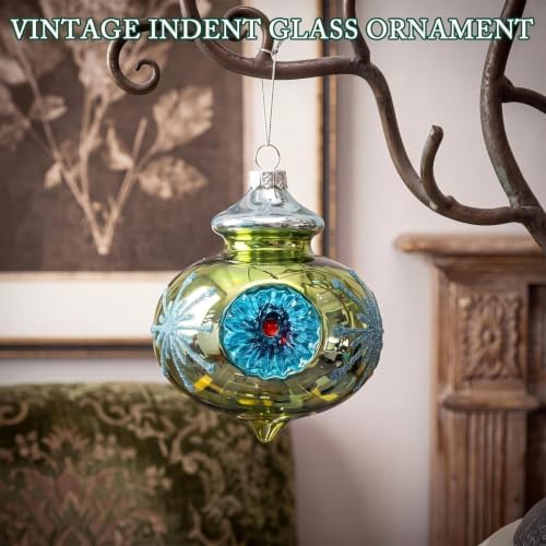 Junkin 12 Pcs Vintage Glass Christmas Ornaments,Hanging Decor, Elegant
