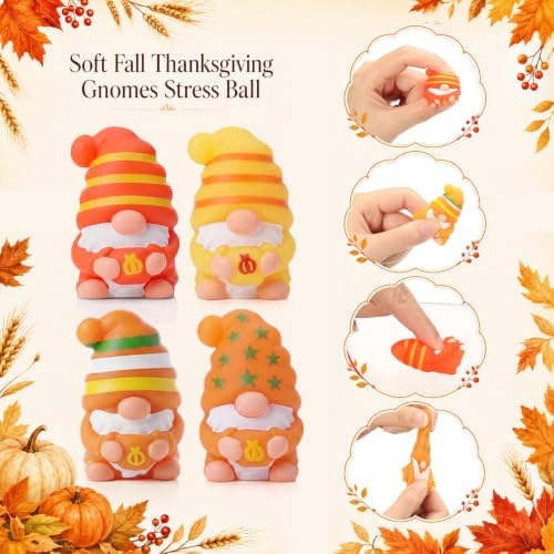 Thenshop 20 Pcs Fall Thanksgiving Gnome Balls Party Favors Bulk 4 Designs