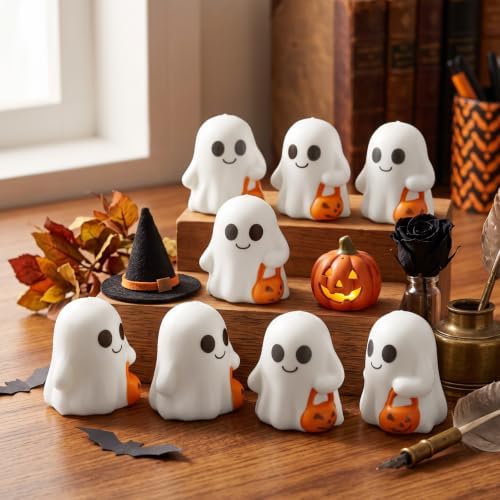 Wettarn 24 Pcs Halloween Ghost with Pumpkin Balls Bulks, Halloween Toy