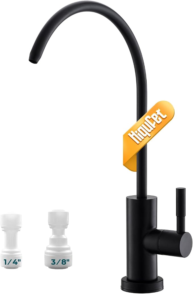 Hiqufet Kitchen Sink Drinking Water Faucets, Stainless Steel Water Filter Faucet for Reverse Osmosis or Water Filtration System, RO Bar Sink Faucet, Matte Black