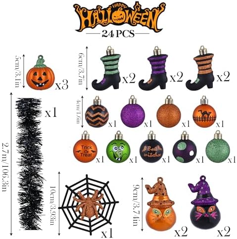 Valery Madelyn Halloween Decorations 24ct Shatterproof Tree Ornament Indoor