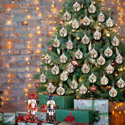 Outus 16 Pcs Christmas Tree Ball Ornaments Vintage Nutcracker Christmas Decorations for Tree Colorful Xmas Decorative Hanging Ornaments for Farmhouse Home Fireplace Decoration Holiday Party Favors
