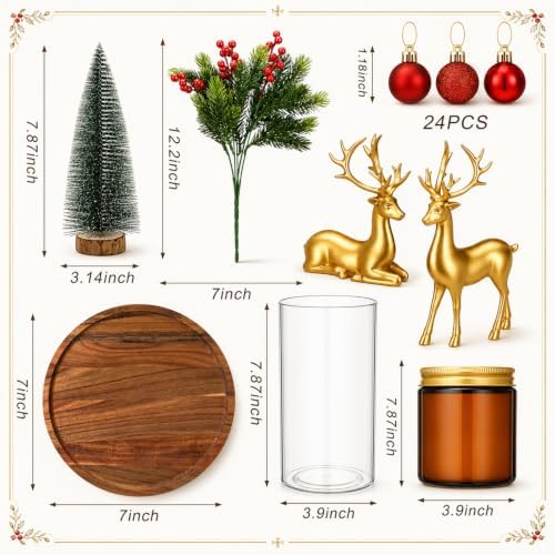 Remerry 34 Pcs Christmas Table Decorations Indoor Xmas Tiered Tray Decor