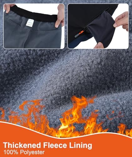 Boys Snow Pants Kids Fleece Lined Thermal Winter Hiking Pants Waterproof Softshell Elastic Waist Outdoor Cold Weather