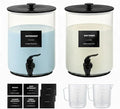 Glass Laundry Detergent Dispenser for Laundry Room Organization-2 Black | 1 Gallon Large Liquid Soap Dispenser with Black Metal Lid & Leak-Proof Spigot, 2 Measured Cups, 2 Silicone Mats & 9 Labels