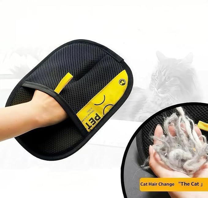 Cat Hair Remover Glove for Furniture & Clothes, Reusable Electrostatic Pet Hair Removal Mitt with Velvet Surface & Breathable Mesh Back, Lint Remover for Dog & Cat Fur (1)