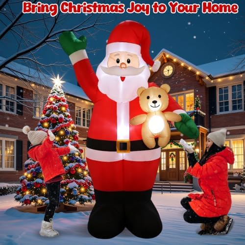 8.5FT Christmas Inflatable Santa Hold Bear, Blow Up Christmas Outdoor Decoration Built in LED Lights, Holiday Xmas Inflatables for Yard Garden Lawn Outhouse Party Decorations