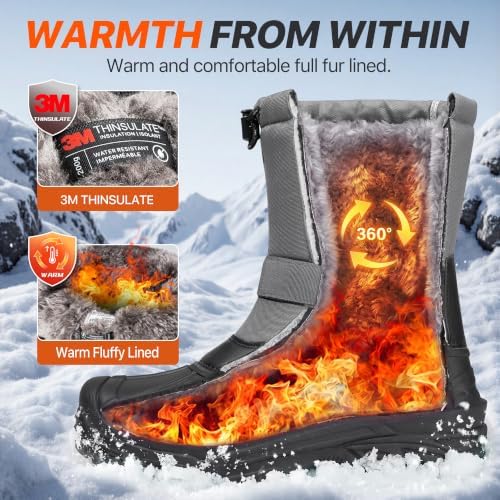 FREE SOLDIER Mens Snow Boots Insulated Nonslip Outdoor Ankle Cold Weather Boots