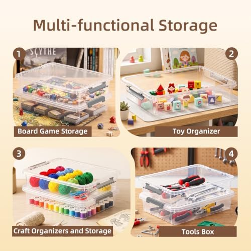 Citylife 5.3Qt 4Packs Clear Craft Organizers and Storage Box, Sensory Bins