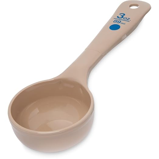 Carlisle FoodService Products Measure Miser Plastic Measuring Spoon with Short Handle, 3 Ounces, Beige