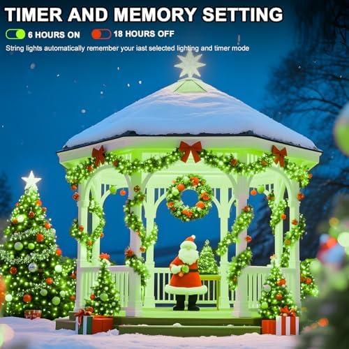 196 FT 500 LED String Lights Outdoor Indoor, Christams String Lights Waterproof 8 Modes & Timer, Fairy Lights Plug in for Bedroom, Weeding, Patio, Party, Christmas Decor (Green)