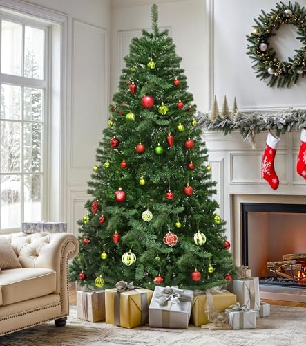 DWVO 6ft Green Spruce Artificial Christmas Tree with 880 Tips