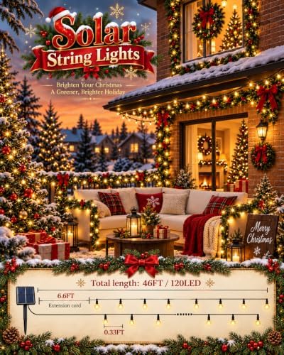 OZS 2 Pack 240 LED Solar String Lights Outdoor Waterproof, Warm White
