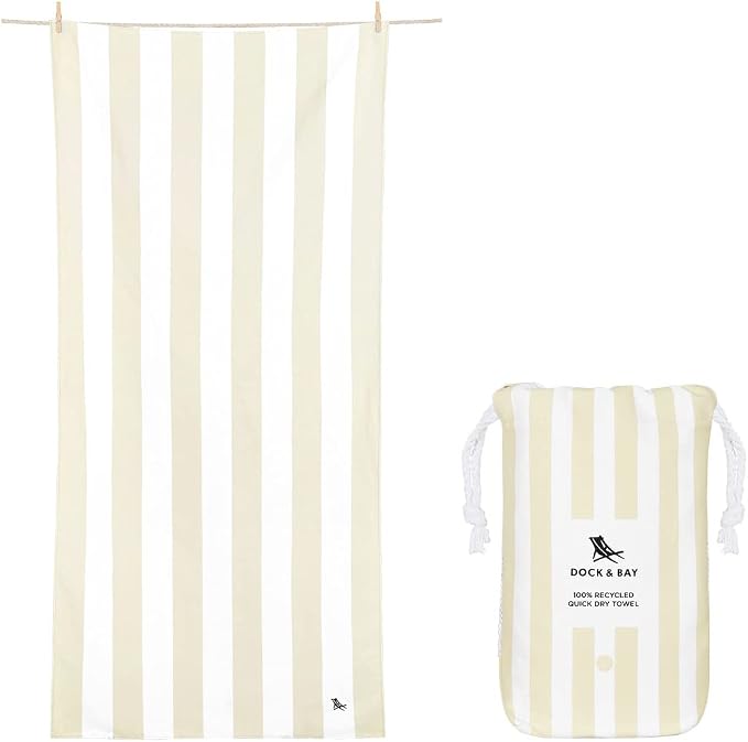 Dock & Bay Beach Towel - Quick Dry, Sand Free - Compact, Lightweight - 100% Recycled - Includes Bag - Cabana - Set of 6 - Large (160x90cm, 63x35)