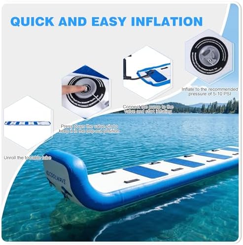 COOLWAVE 10.5FT Inflatable Toboggan Sled, 2-4 Person Heavy Duty Snow Sled